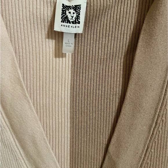 Anne Klein Womens Colorblock Ribbed V-Neck Cardigan Sweater - Picture 3 of 4
